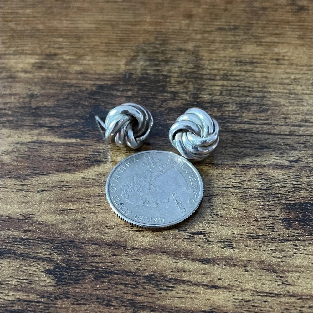 Elegant Sterling Silver Love Knot Stud Earrings